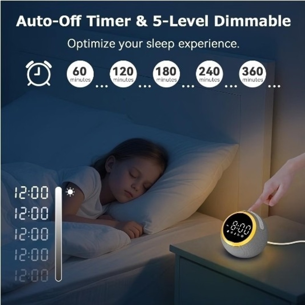 Smart Alarm Clock for Bedrooms, Digital Alarm Clock with White Noise Hatch Sound - Picture 5 of 9